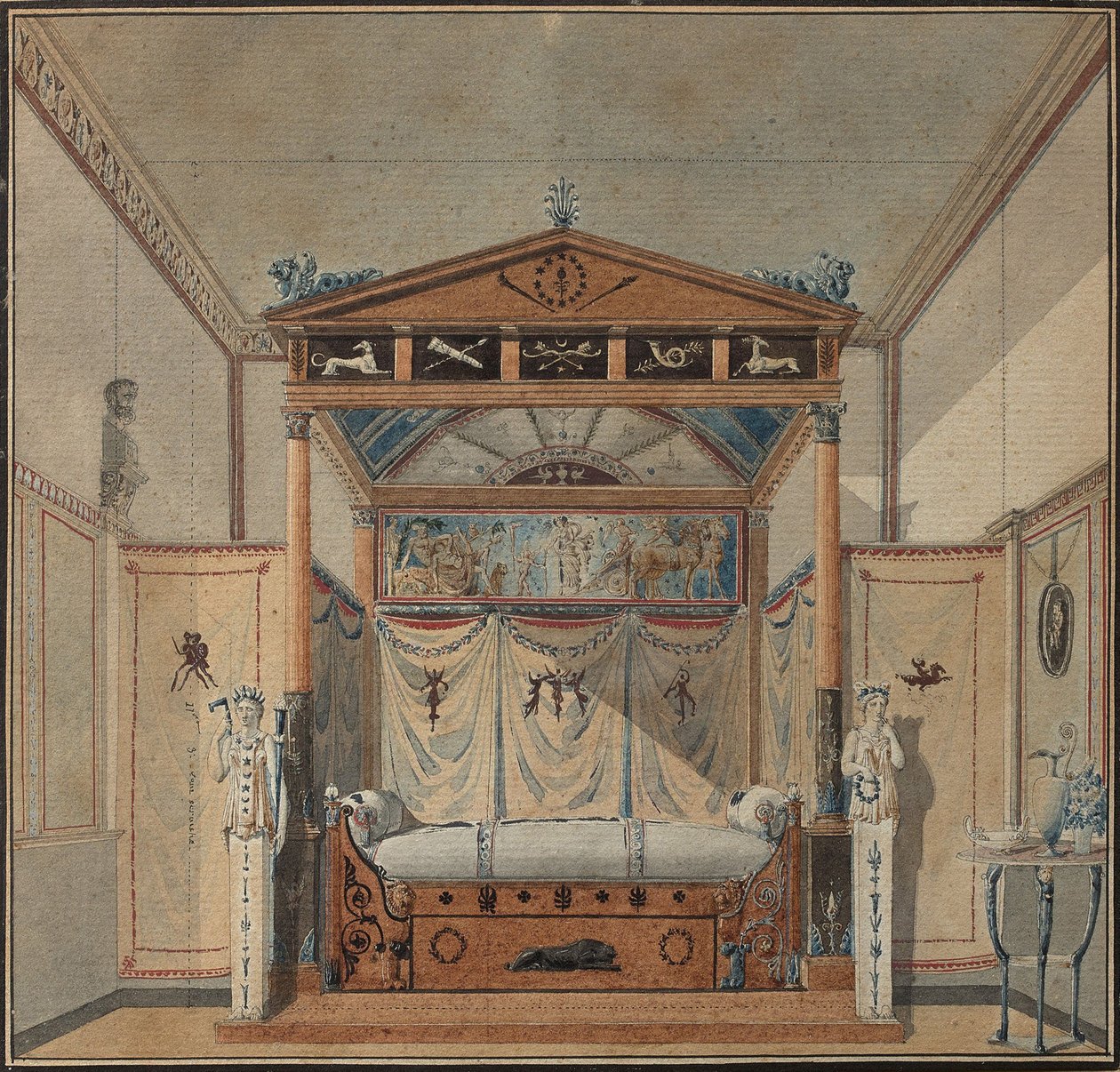 Diseño de la cama, c.1800 de Charles Percier