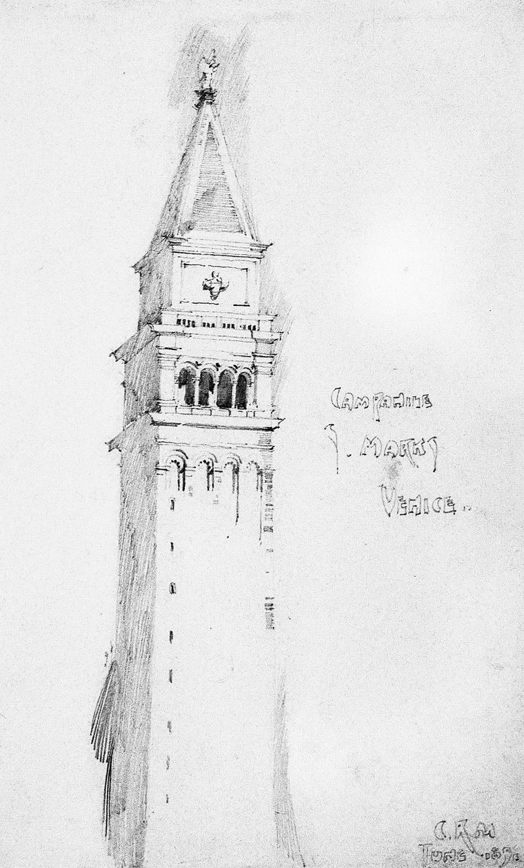 Campanario, S. Marcos, Venecia, 1891 de Charles Rennie Mackintosh