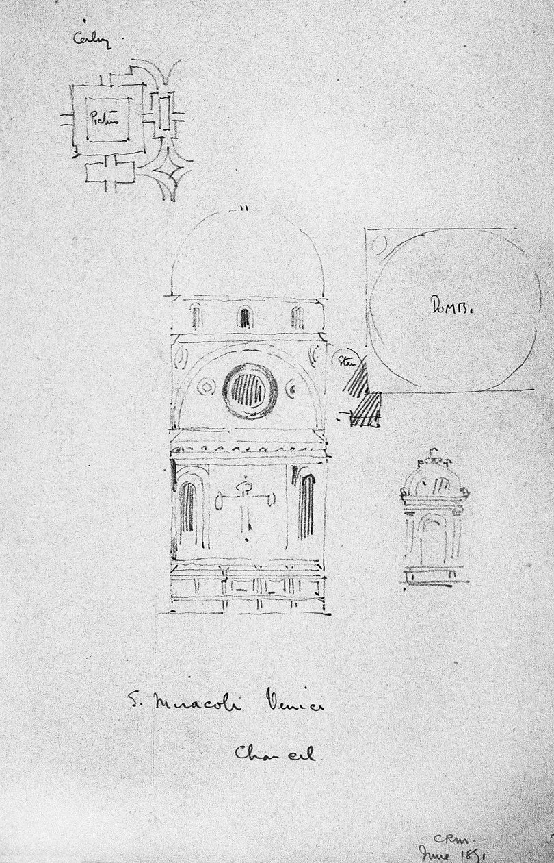 Presbiterio de S. Miracoli, Venecia, 1891 de Charles Rennie Mackintosh