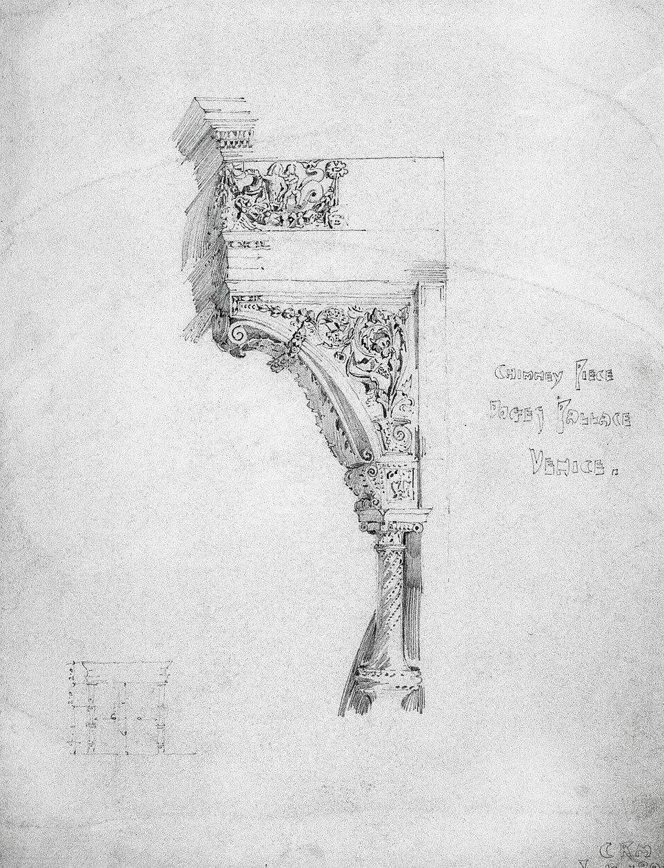 Chimenea, Palacio Ducal, Venecia, 1891 de Charles Rennie Mackintosh