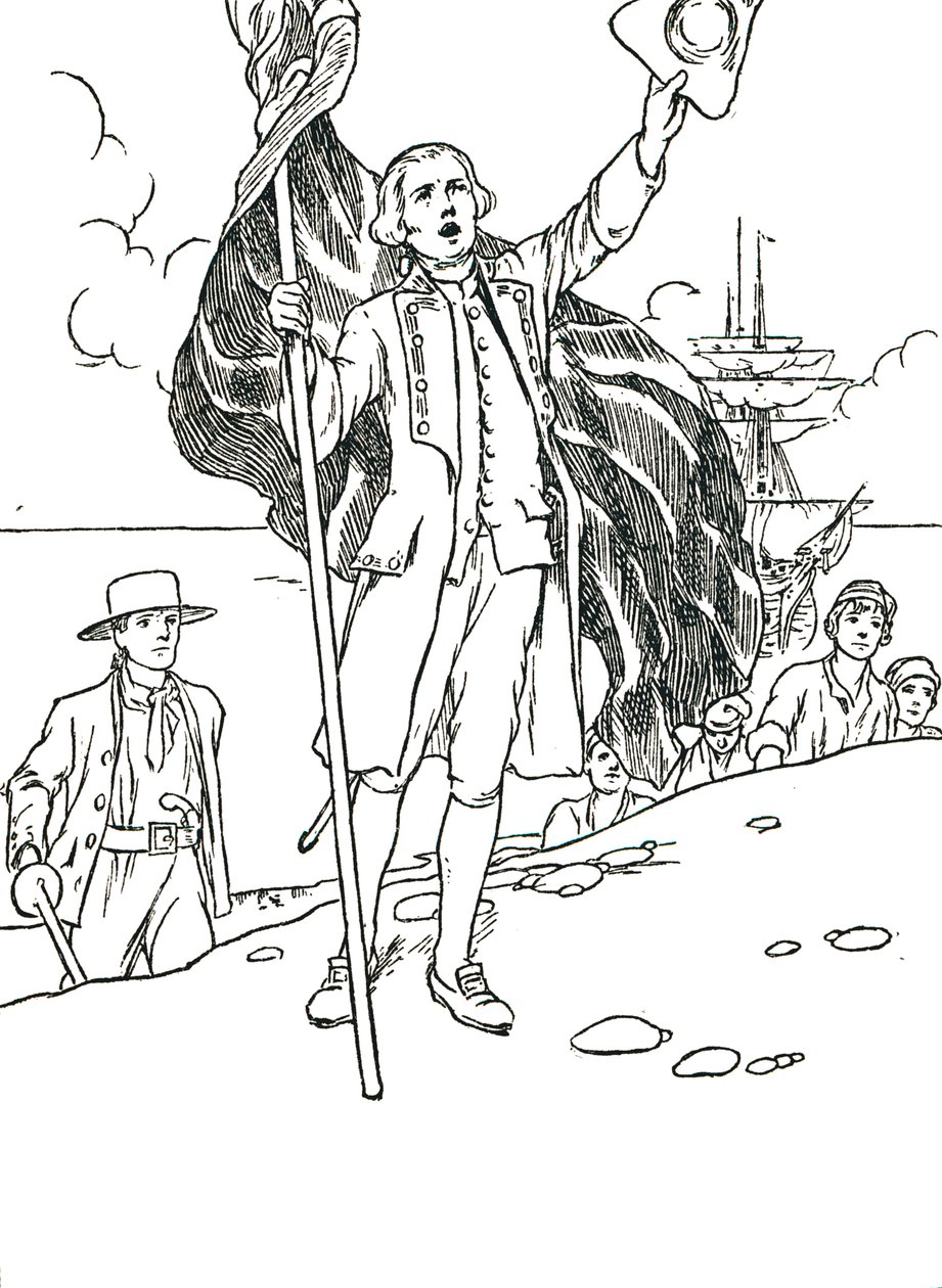 Capitán Cook desembarcando en Australia, 1912 de Charles Robinson