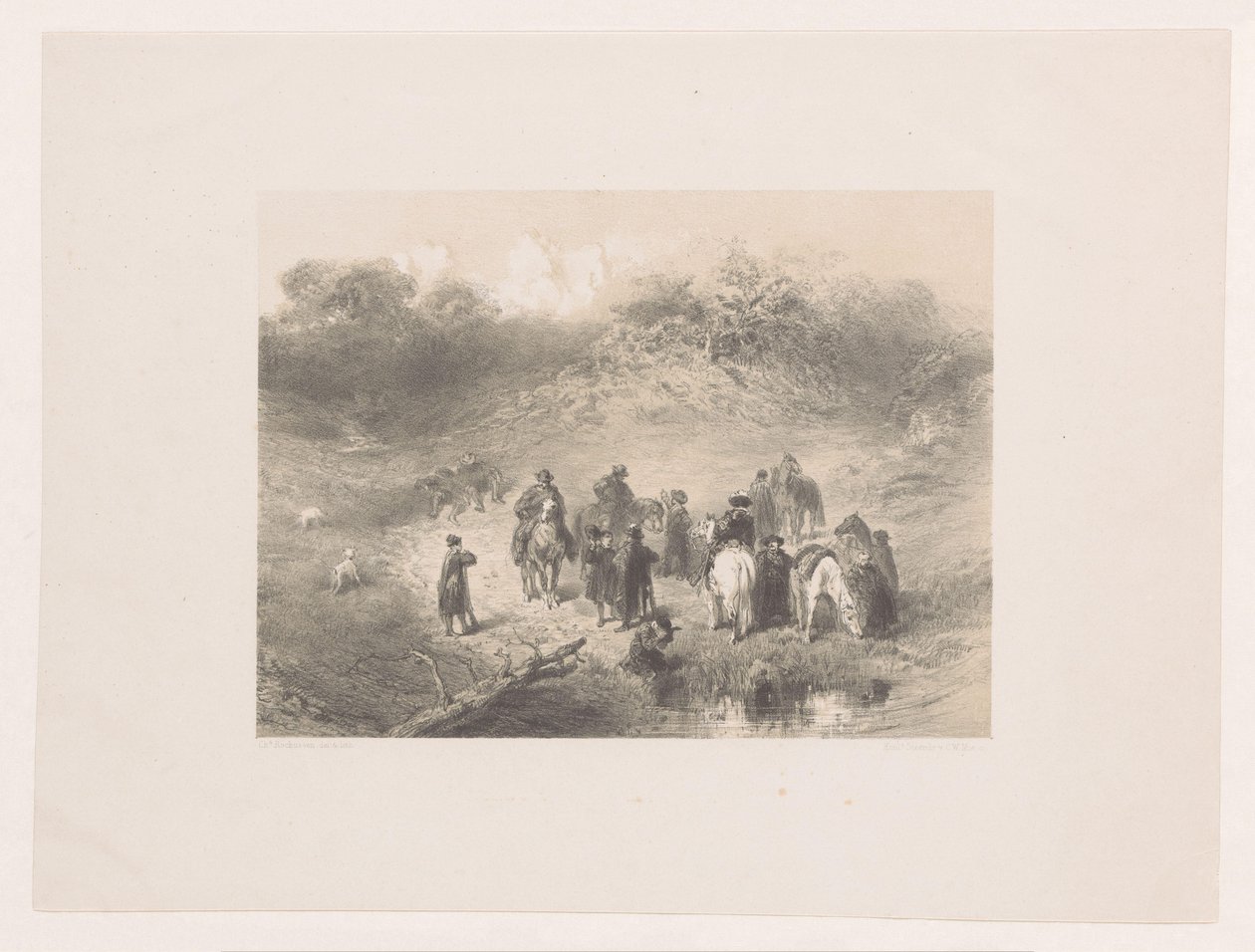 Jinetes en el paisaje de dunas de Charles Rochussen