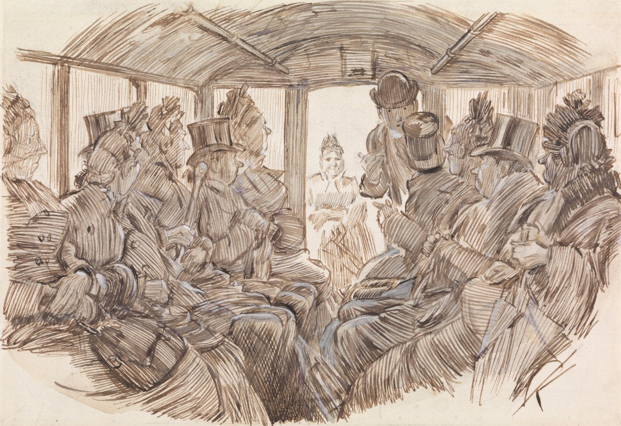 Interior de un autobús de Charles Samuel Keene