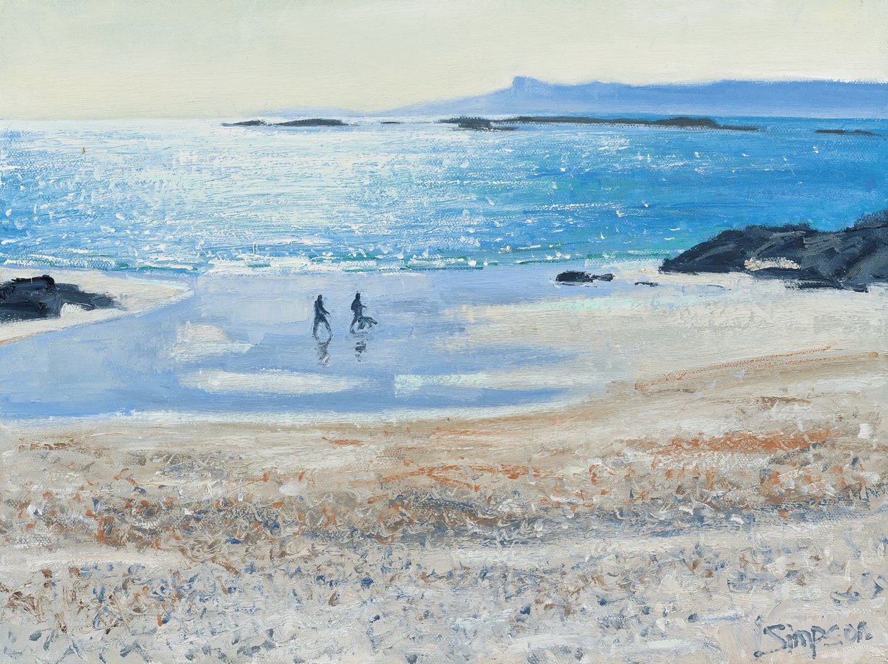 Cruzando la playa, 2014 (óleo sobre lienzo) de Charles Simpson