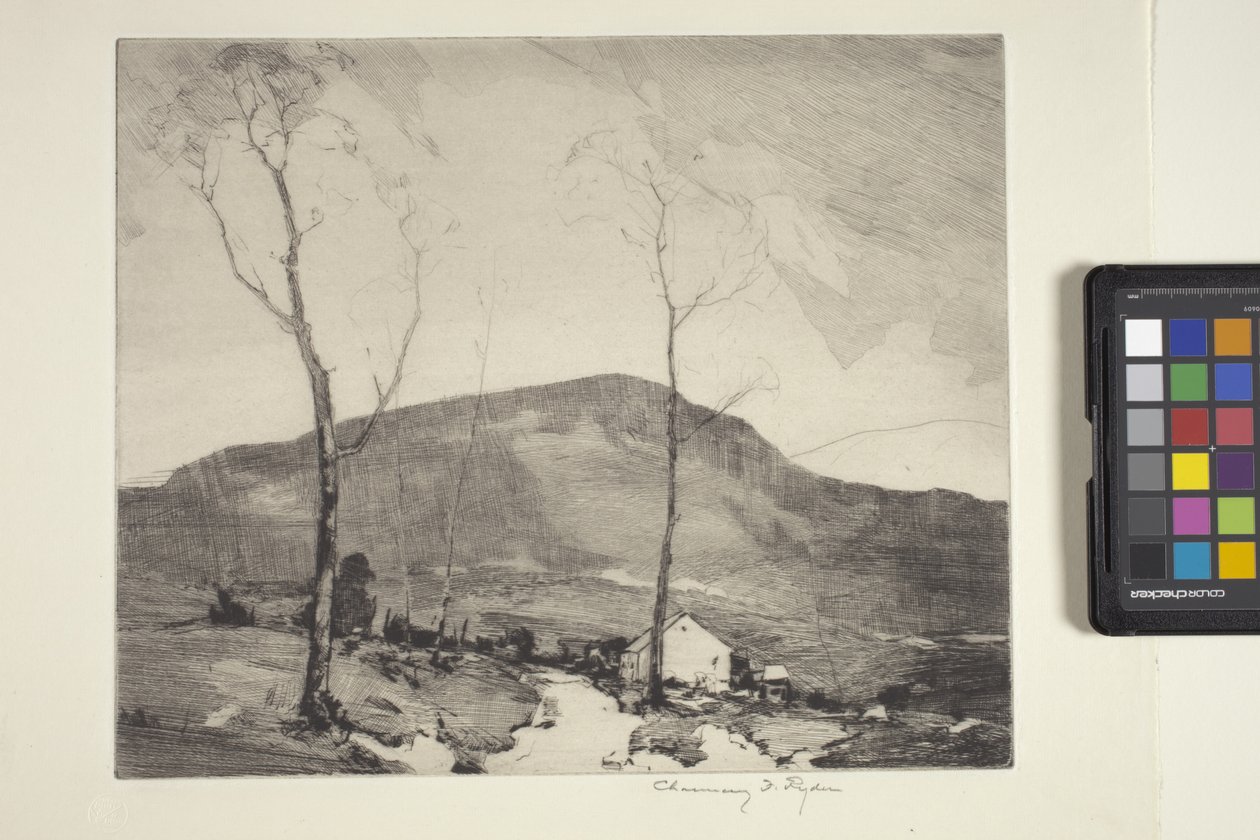 Casa en las colinas (tinta) de Chauncey Foster Ryder