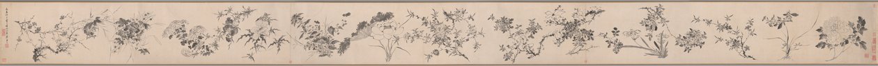 Flores de las cuatro estaciones 四季花卉圖 de Chen Jiayan