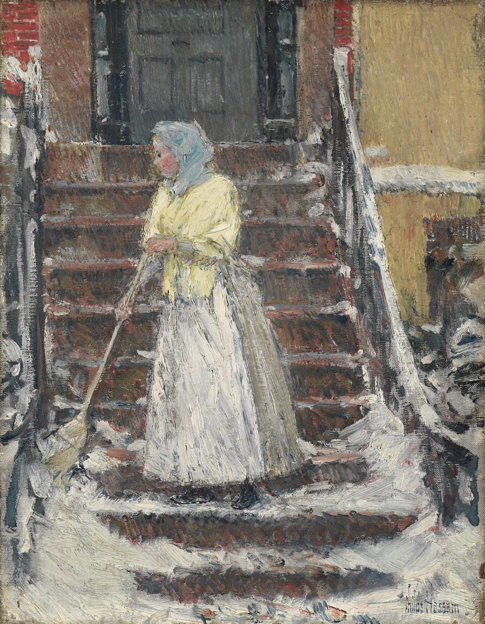 Barrer la nieve de Childe Frederick Hassam