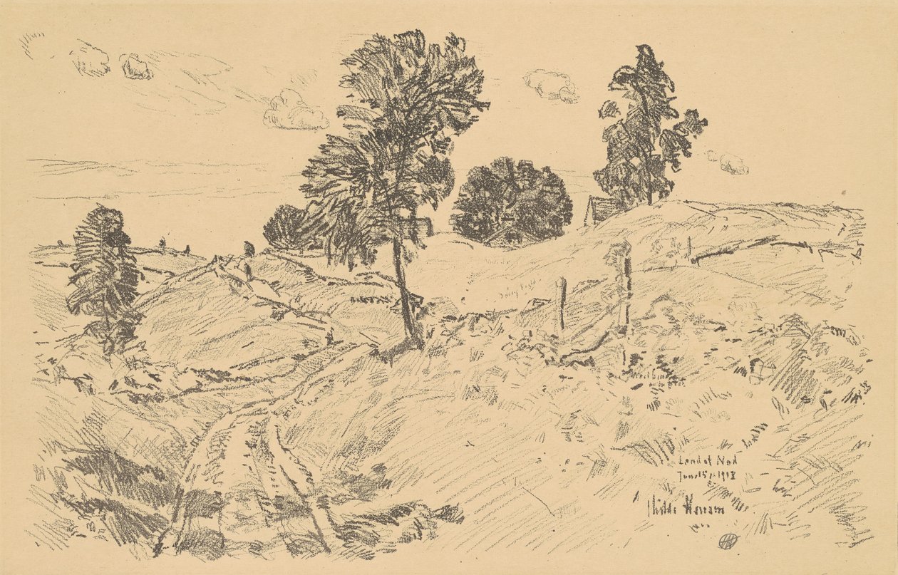 Paisaje, tierra de Nod de Childe Hassam