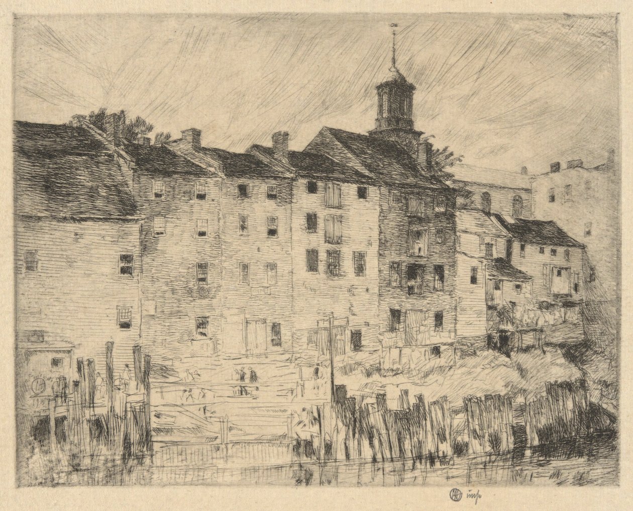 Viejos almacenes, Portsmouth de Childe Hassam