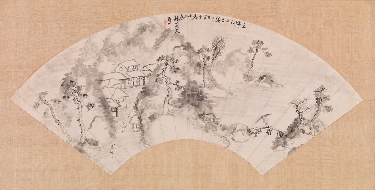 Abanico que Representa un Paisaje, c.1600 de Chinese School