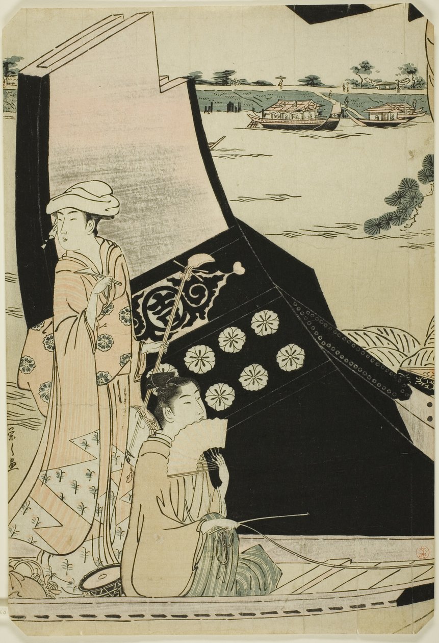 Mujeres en un barco de placer de Chobunsai Eishi