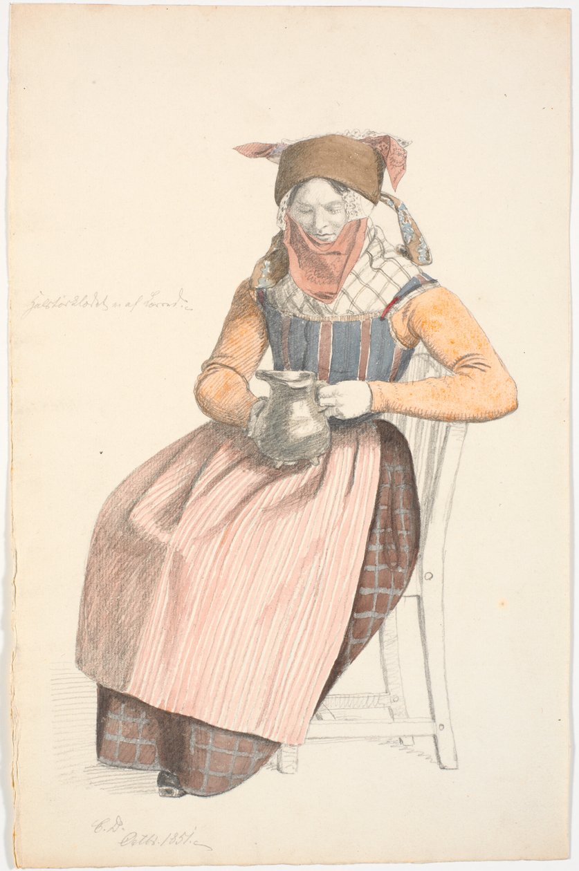 Mujer sentada con una jarra de Christen Dalsgaard