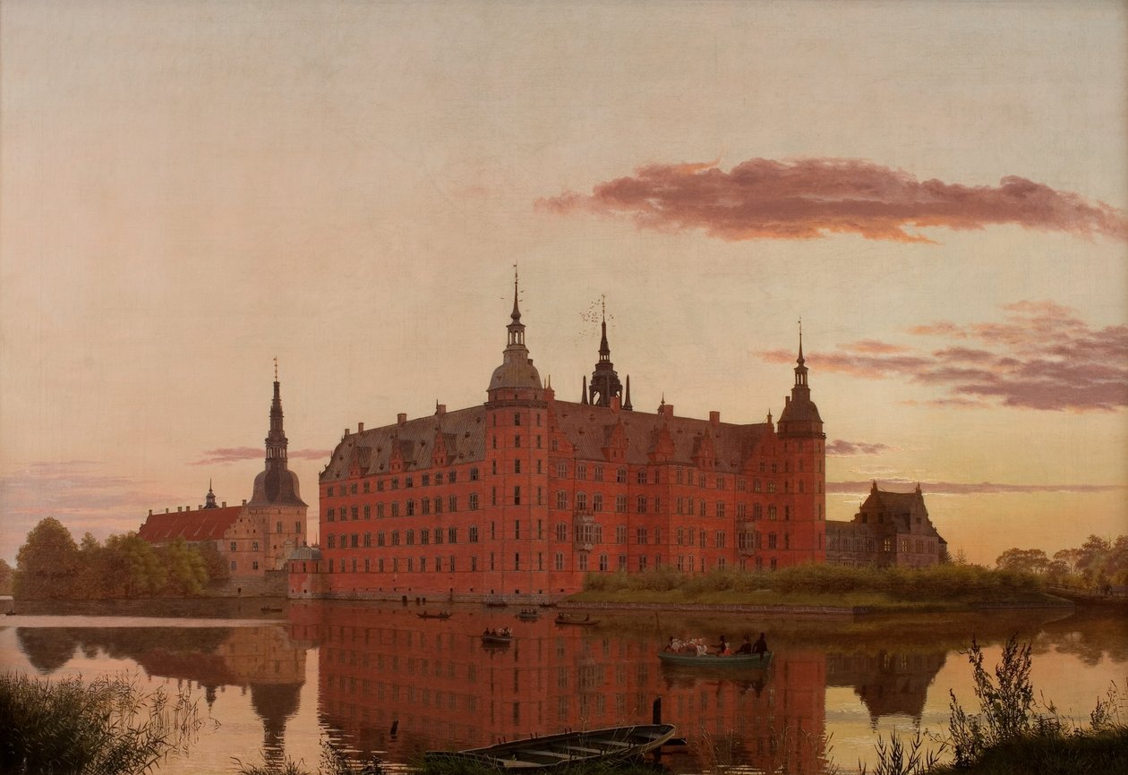 Palacio de Frederiksborg visto desde Jægerbakken. Tarde. de Christen Schjellerup Købke