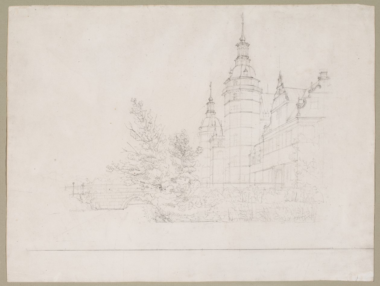 Castillo de Frederiksborg. Parte en el puente de la moneda de Christen Købke