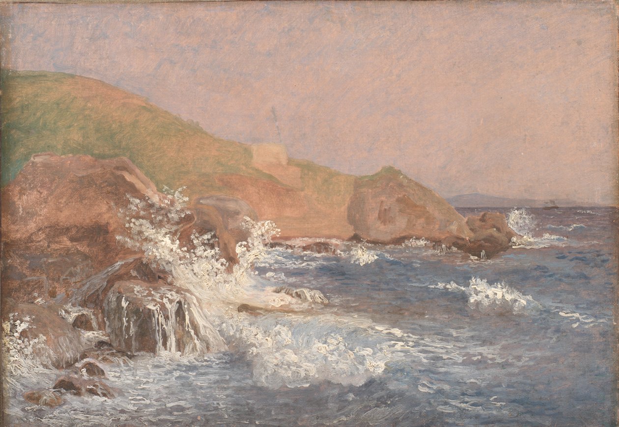 Mar agitado en una costa rocosa, Capri de Christen Købke