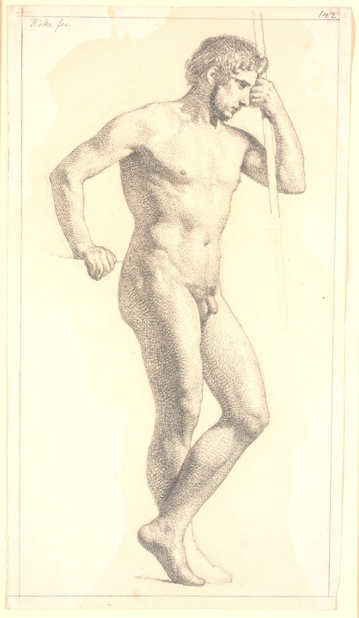 Modelo masculino de academia de pie de Christen Købke