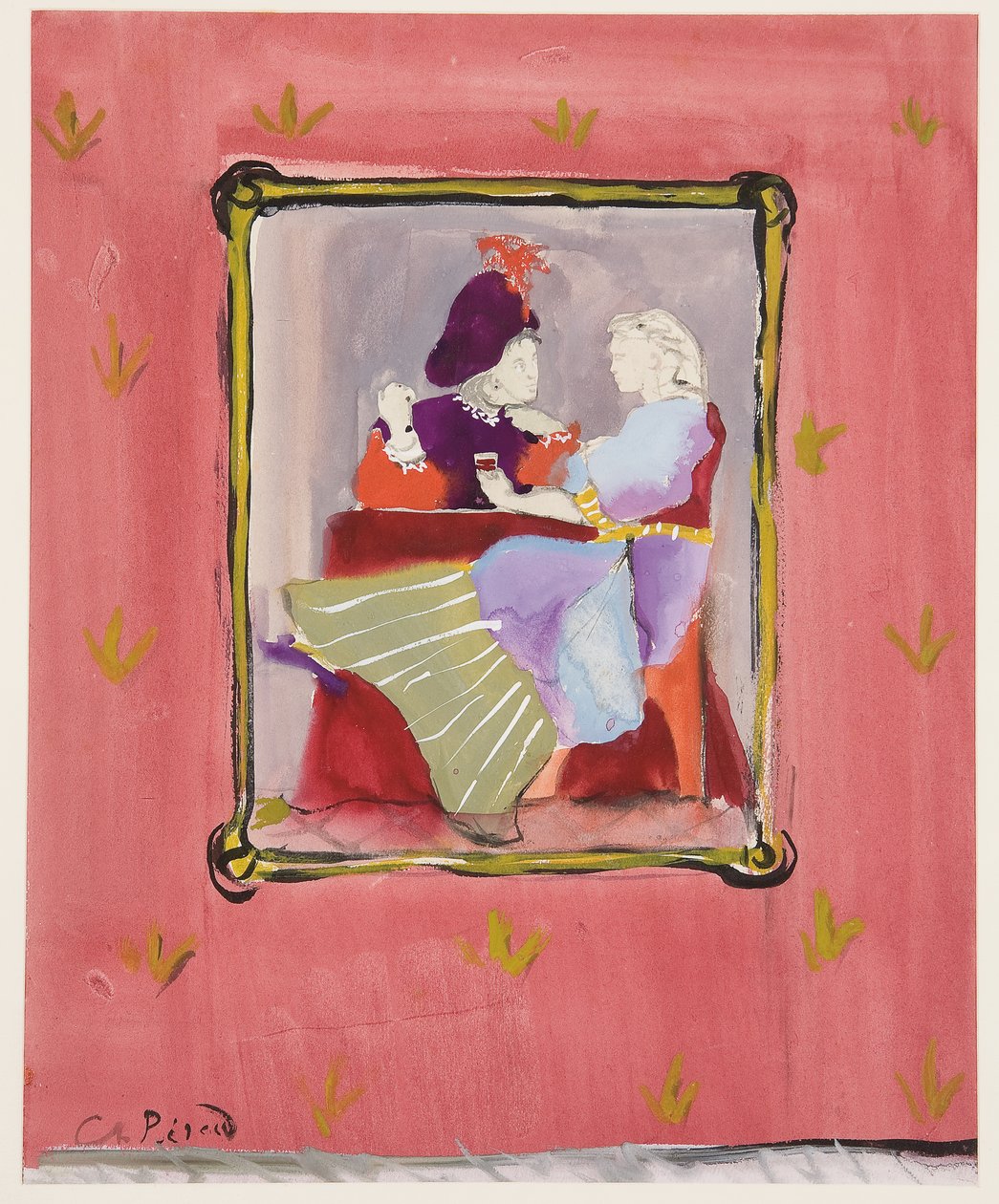 Una pareja disfrazada, c.1935-45 (gouache sobre papel) de Christian Bérard