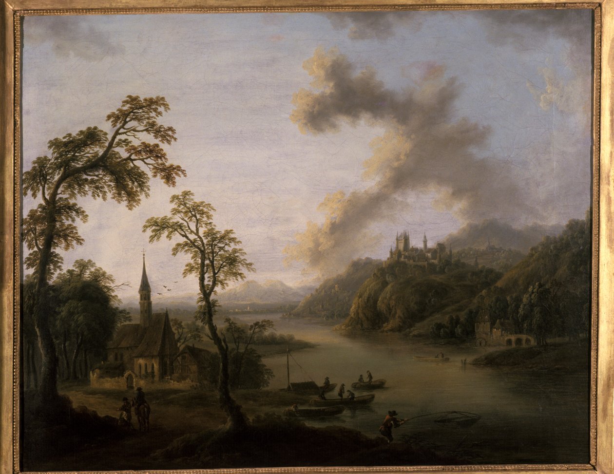 Paisaje fluvial de Christian Georg the Elder Schuetz