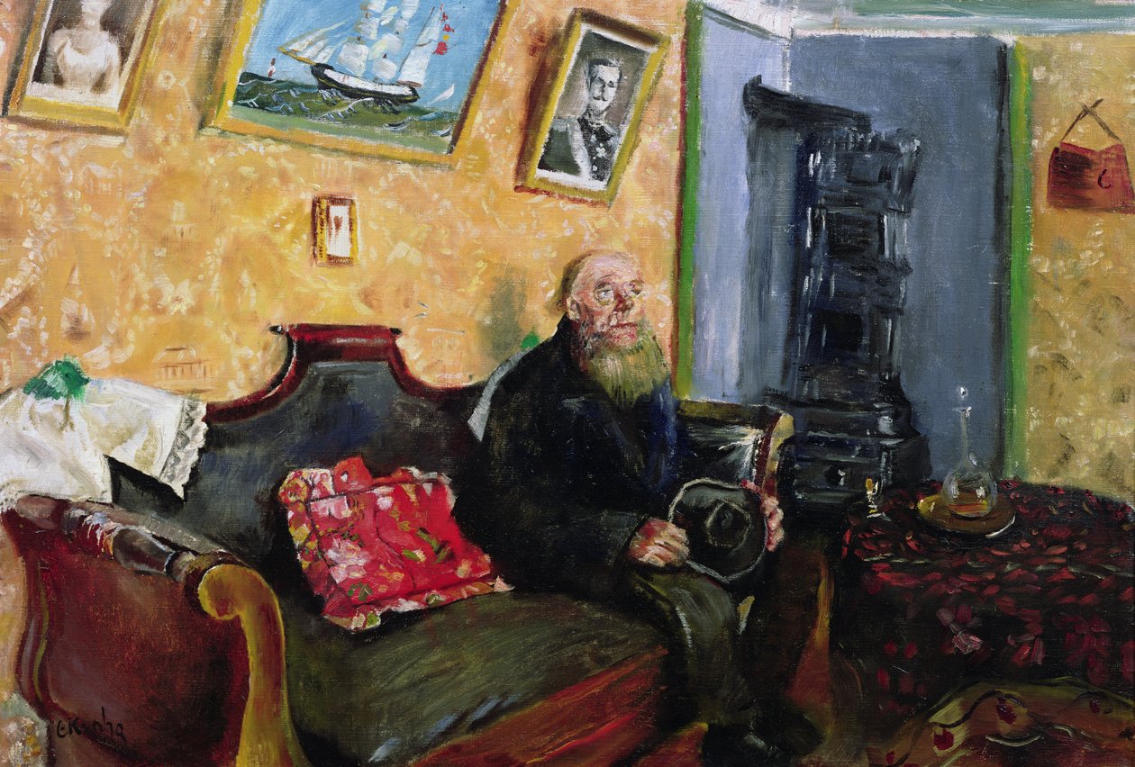 Una visita de condolencia (óleo sobre lienzo) de Christian Krohg