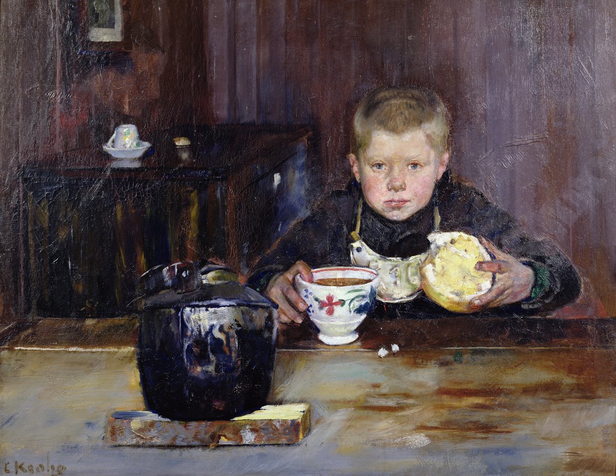 Chico de los recados bebiendo café de Christian Krohg