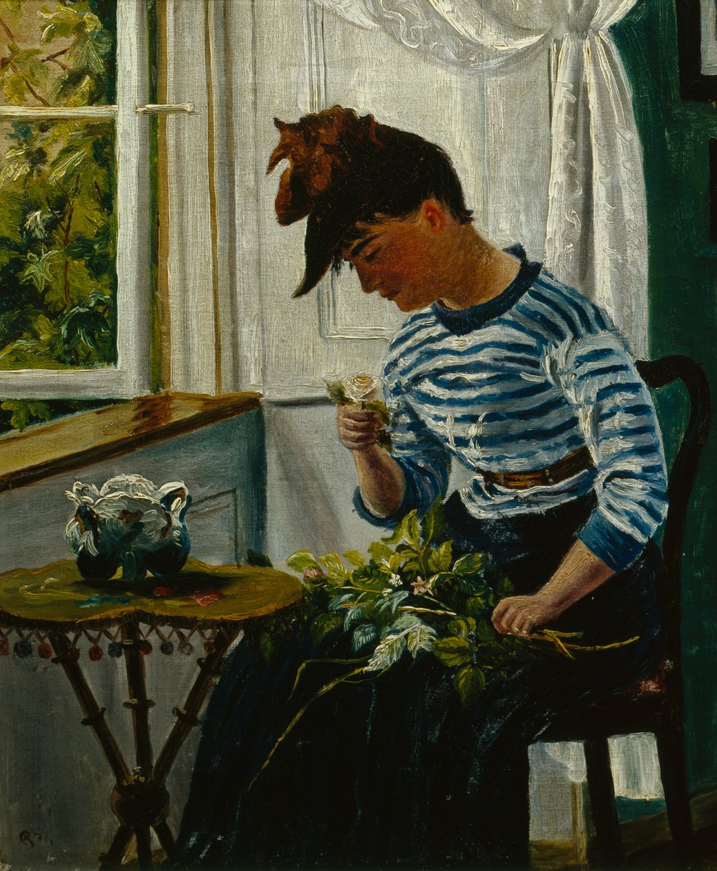niña con flores de Christian Krohg
