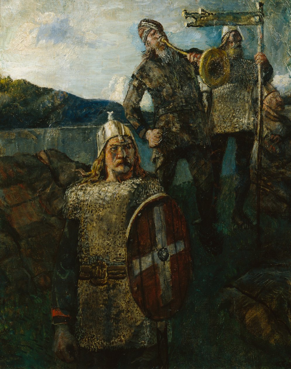 El rey Olav dejó volar el sonido del ejército. de Christian Krohg