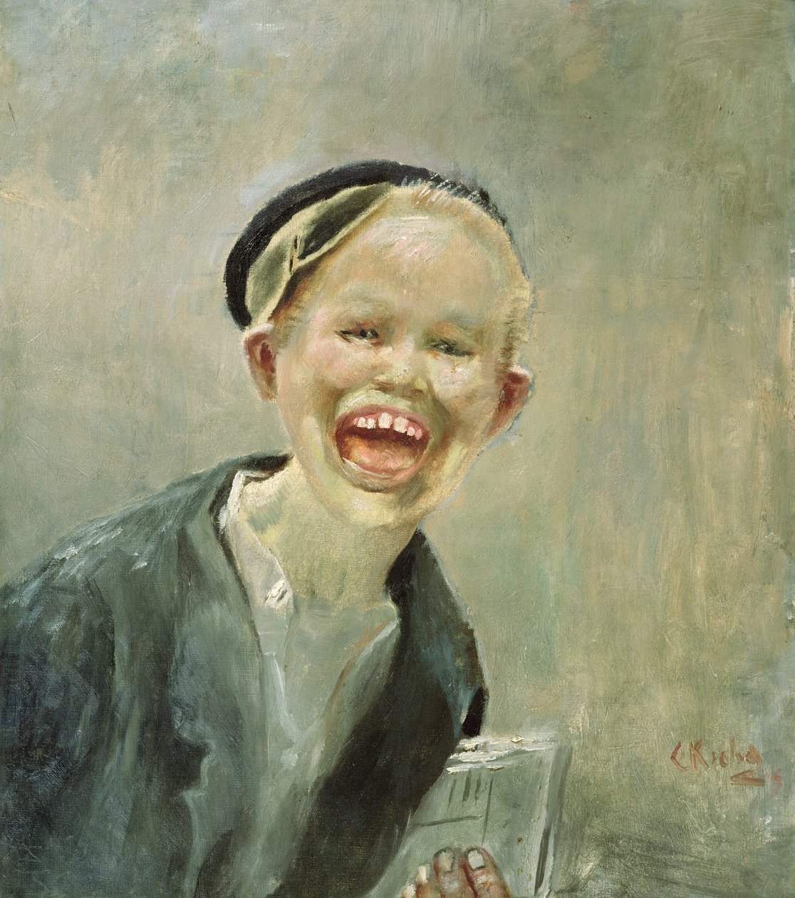 Repartidor de periódicos (óleo sobre lienzo) de Christian Krohg