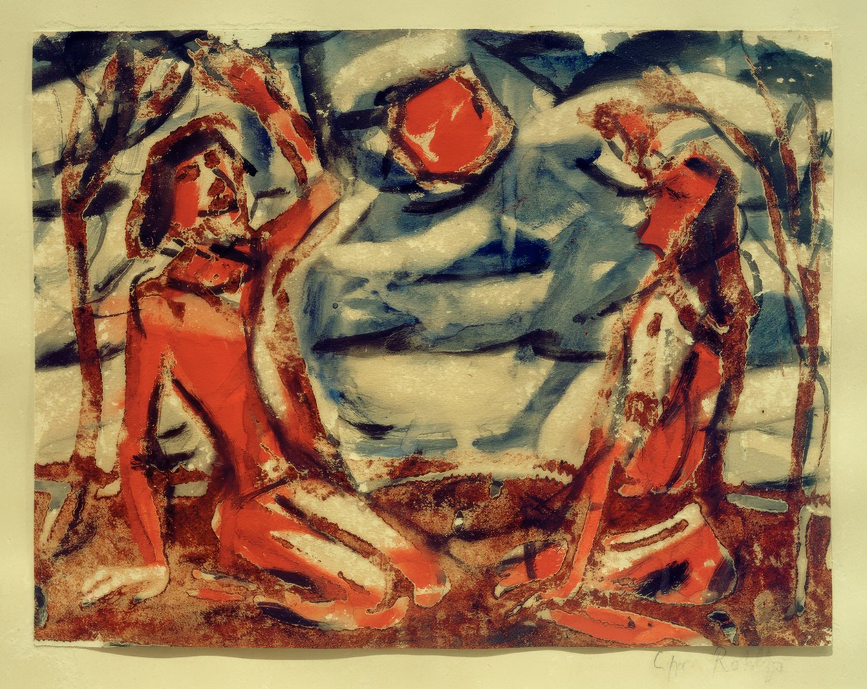 Dos desnudos al atardecer de Christian Rohlfs