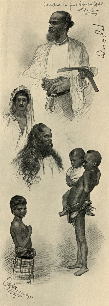 Estudios de personas, Ceilán, 1898 de Christian Wilhelm Allers