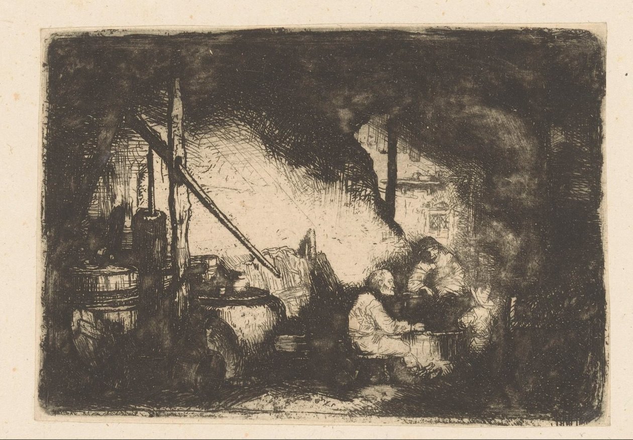 Tres figuras en la mesa de Christian Wilhelm Ernst Dietrich