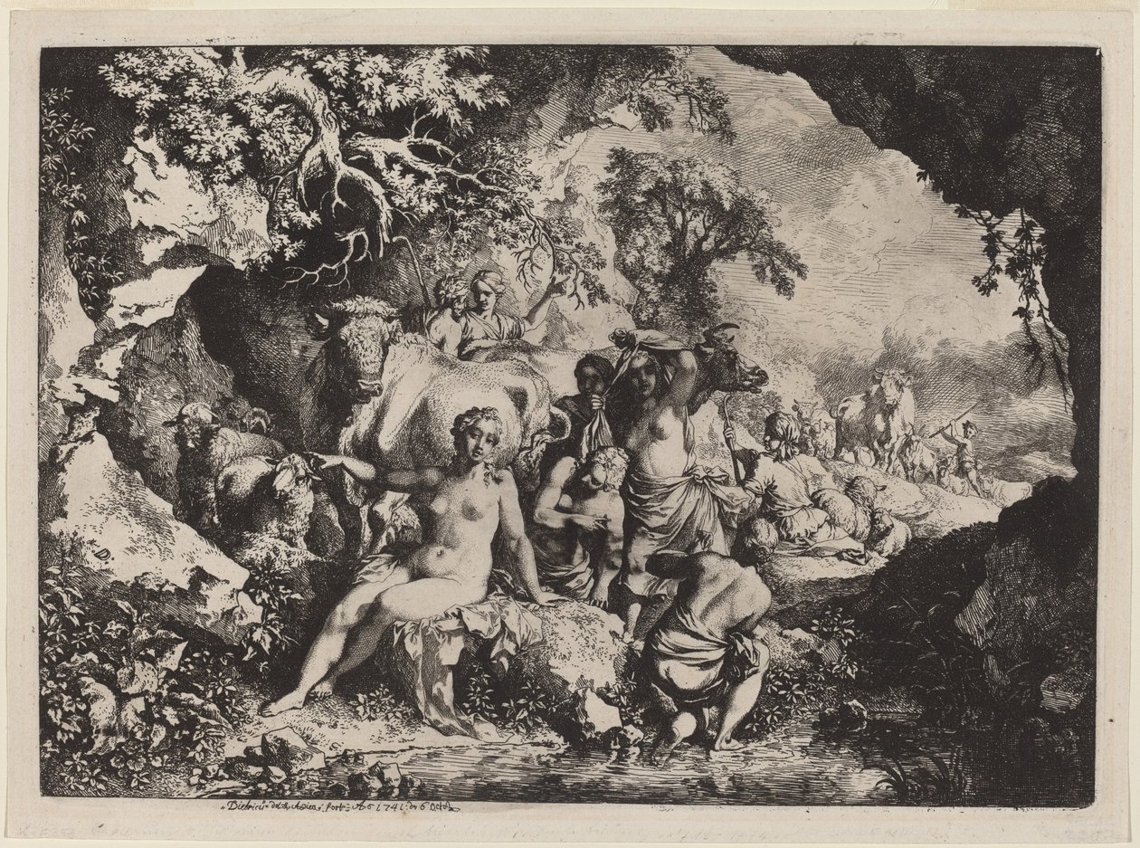 Ninfas Bañándose en una Cueva de Christian Wilhelm Ernst Dietrich