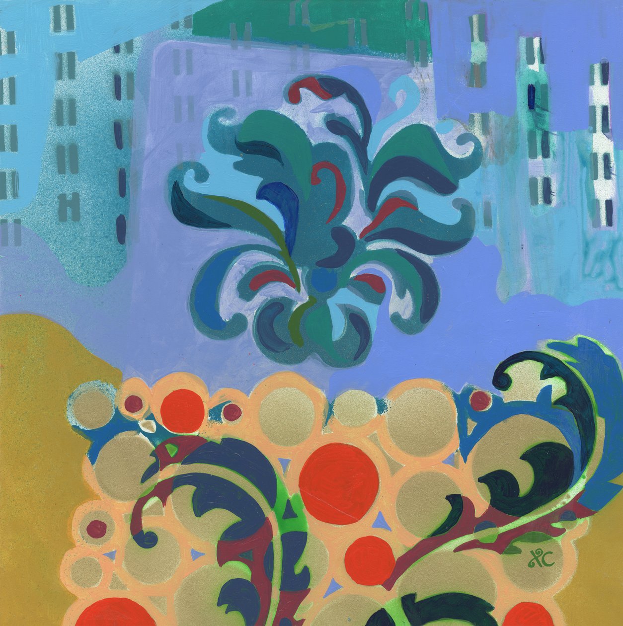 Meditación 34, c. 2017 (acrílico sobre panel) de Christina Saj