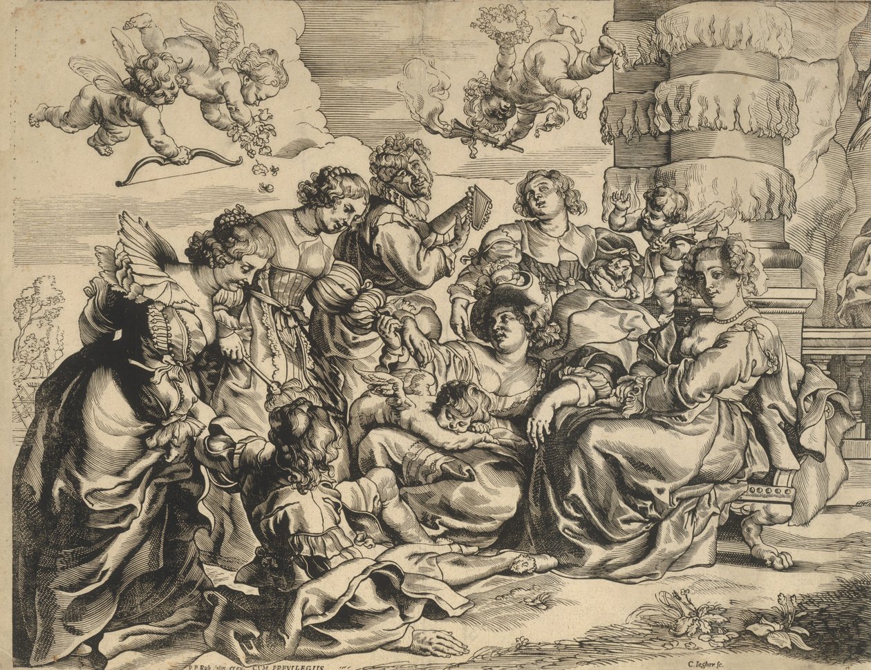 El jardín del amor (bloque izquierdo), 1630s. de Christoffel Jegher