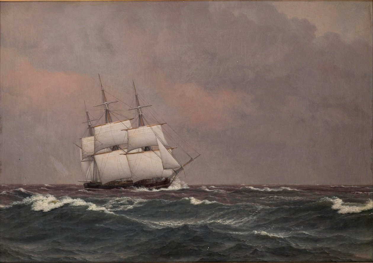 La corbeta Najaden en mares agitados de Christoffer Wilhelm Eckersberg