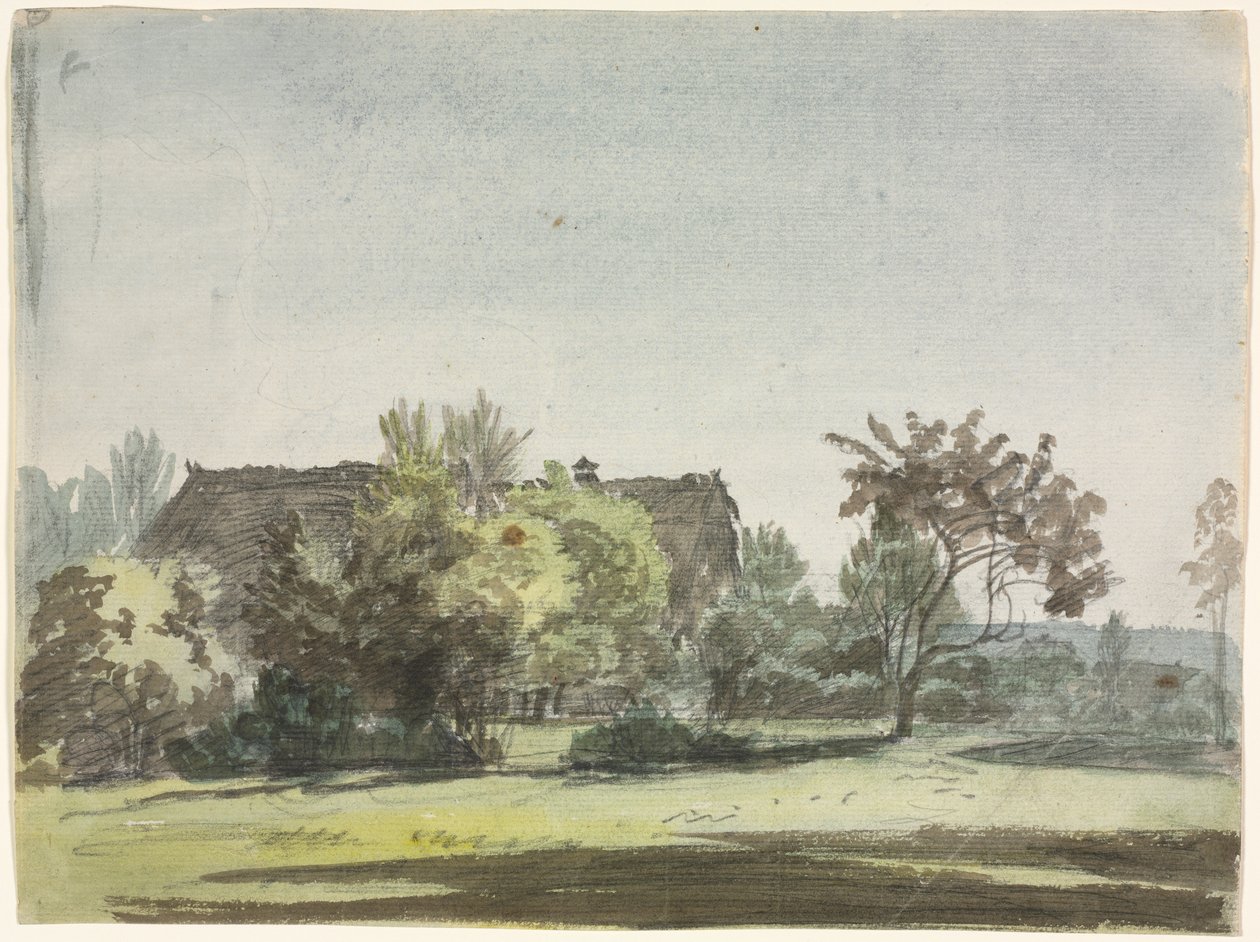 Casa de campo detrás de árboles, c. 1790 de Christoph Nathe