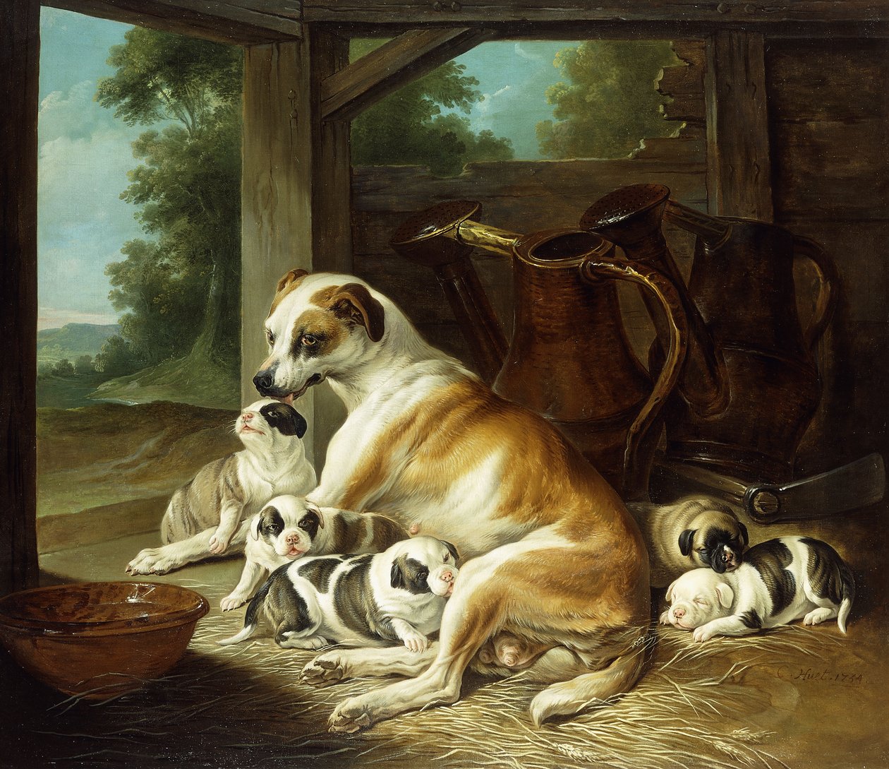 Una Madre con sus Cachorros, 1734 de Christophe Huet