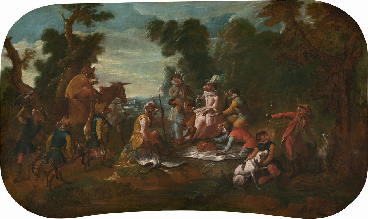 Singerie: El picnic, c. 1739 de Christophe Huet