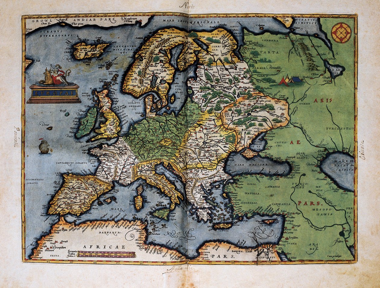 Mapa de Europa. 1588 (grabado en color) de Christophe Plantin
