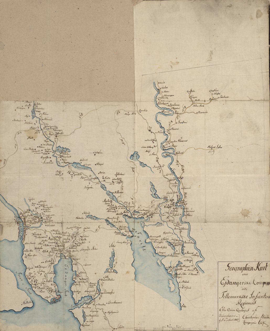 Mapa Geográfico sobre la Compañía Ejdangerske en la Infantería de Tellemark de Christopher Budde