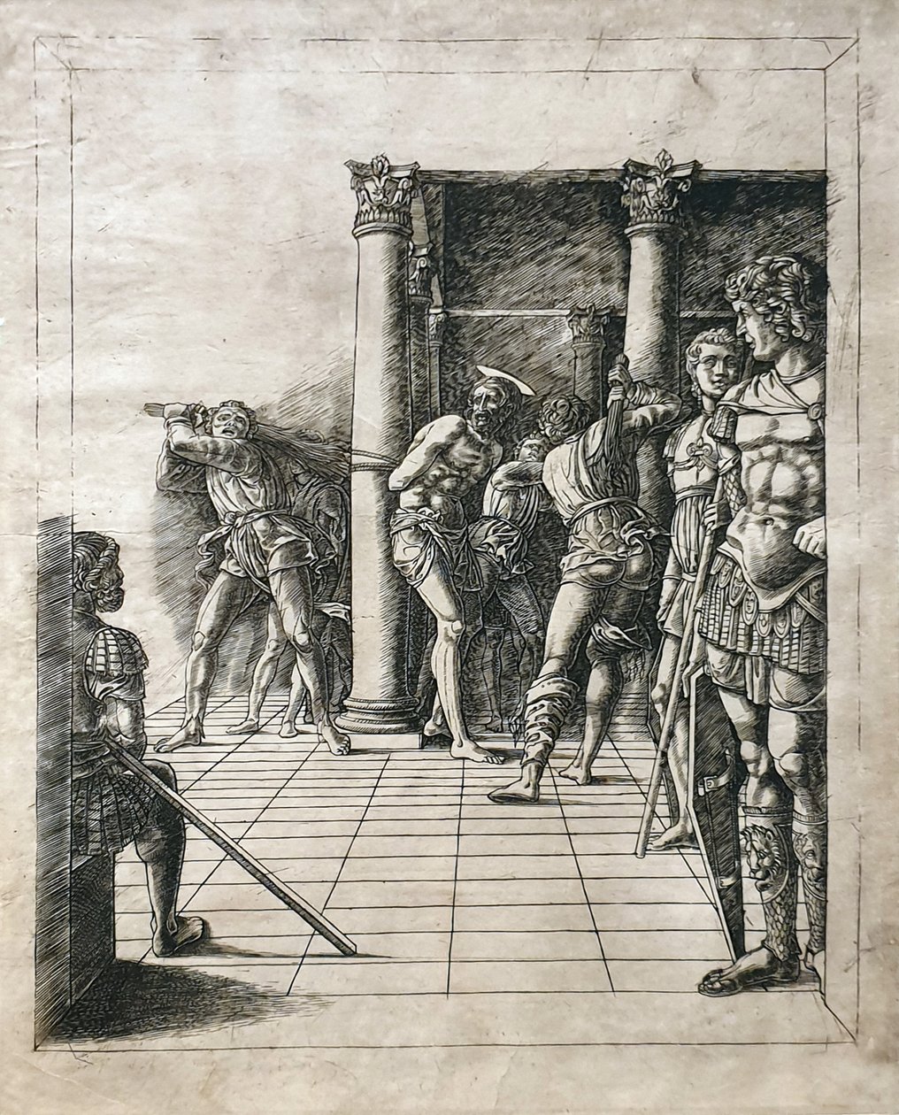 La flagelación de Cristo de Circle of Andrea Mantegna