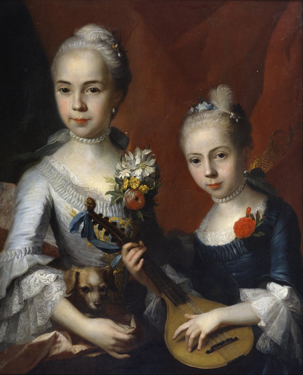 Retrato de dos niñas de Circle of Antoine Pesne