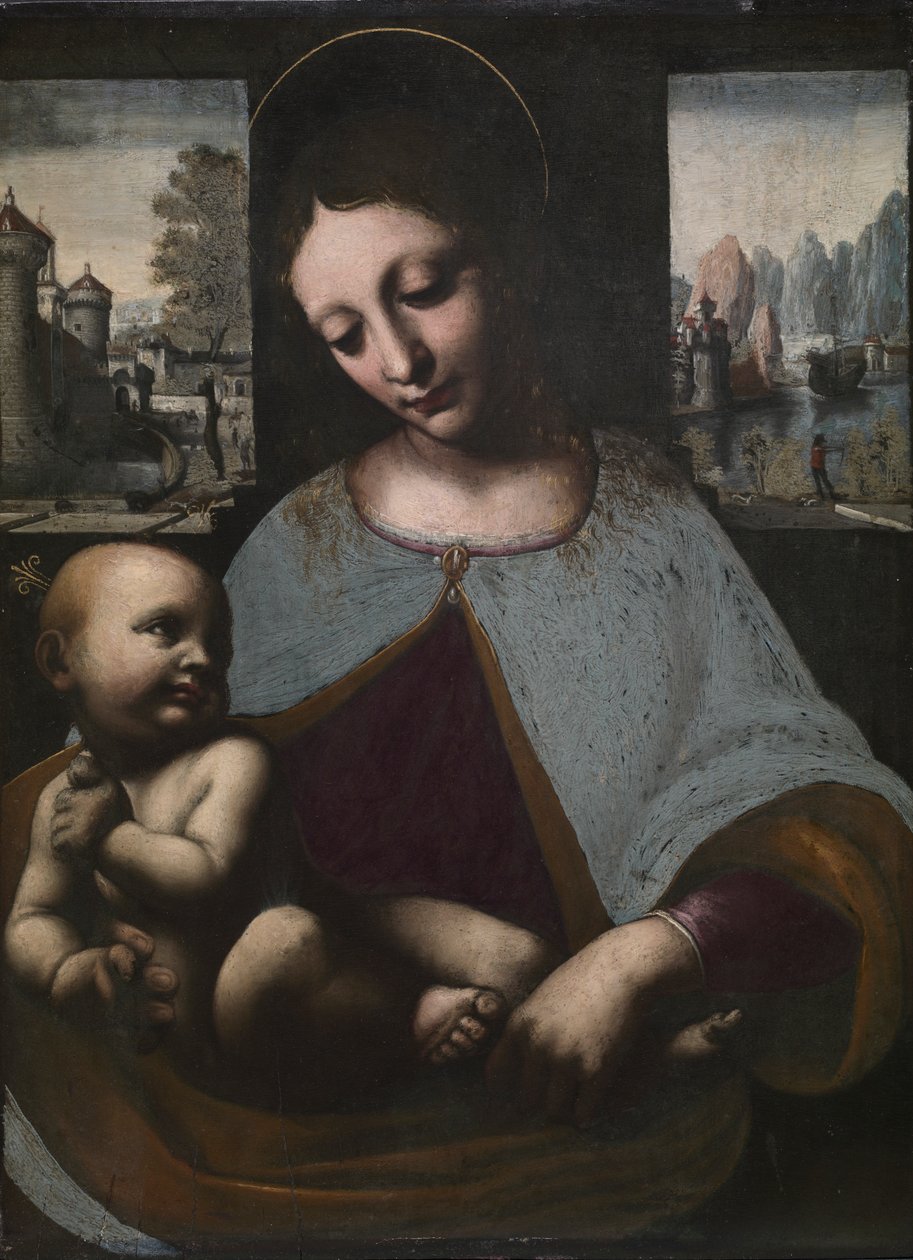 Virgen y niño de Circle of Leonardo da Vinci