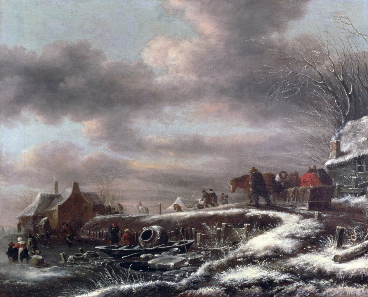 Paisaje invernal (óleo sobre lienzo) de Claes (1630 76) Molenaer