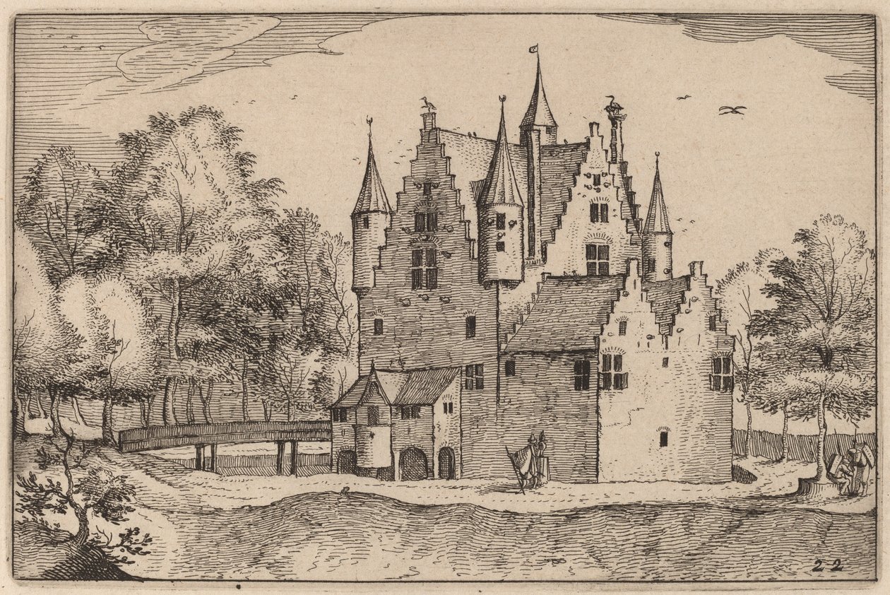 Un castillo de Claes Jansz Visscher after Johannes van Doetechum, the Elder after Lucas