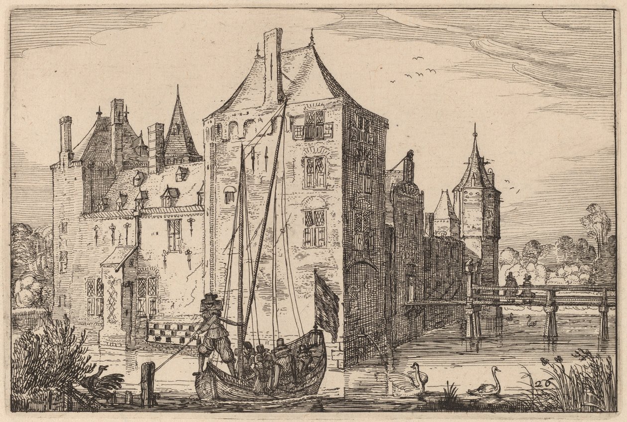 Castillo (¿Warmond?) de Claes Jansz Visscher after Johannes van Doetechum, the Elder after Lucas