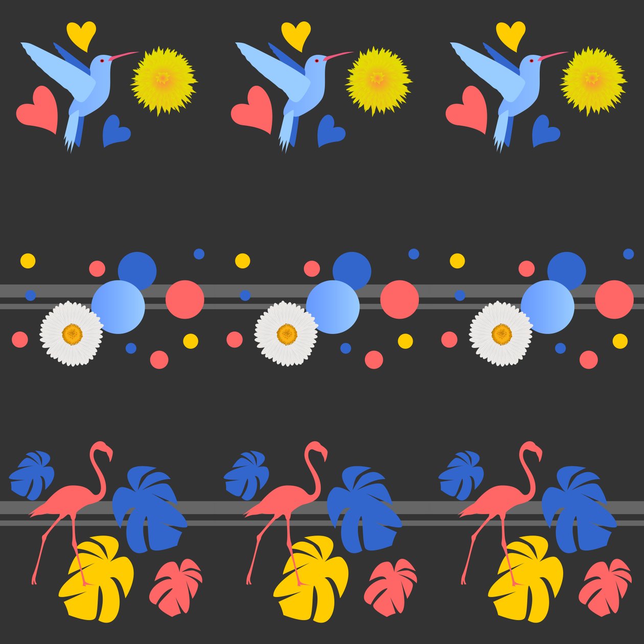 Pájaros, flores, manchas y rayas de Claire Huntley