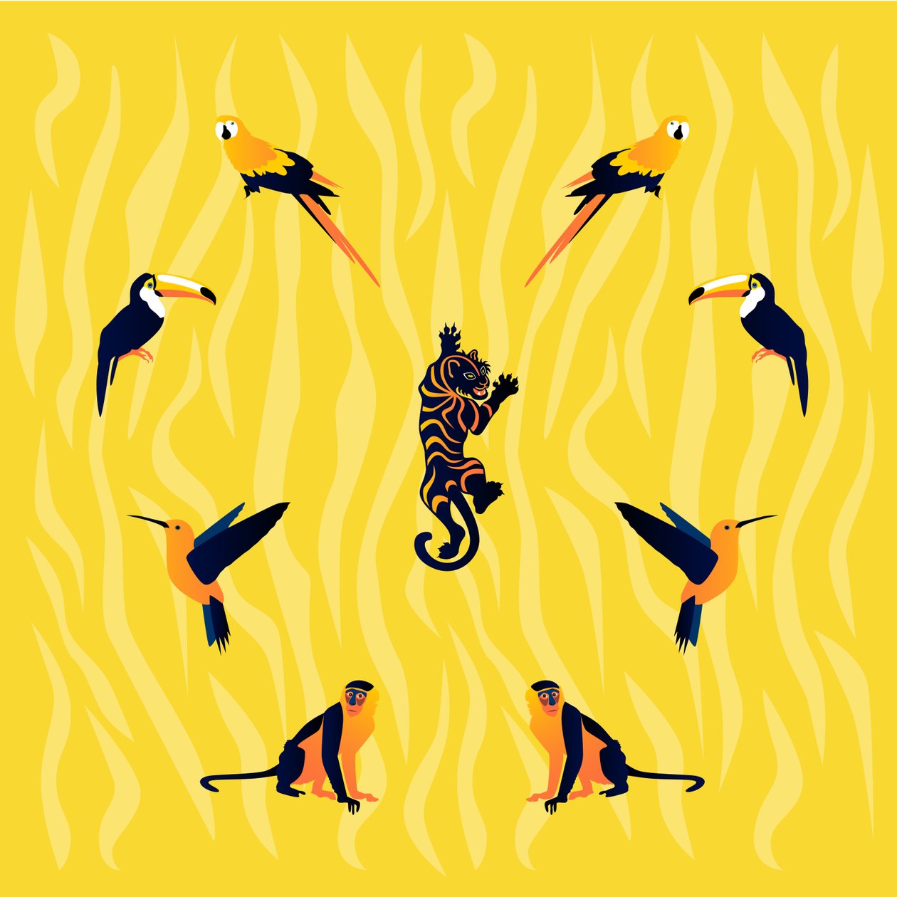 animales-amarillo-negro de Claire Huntley