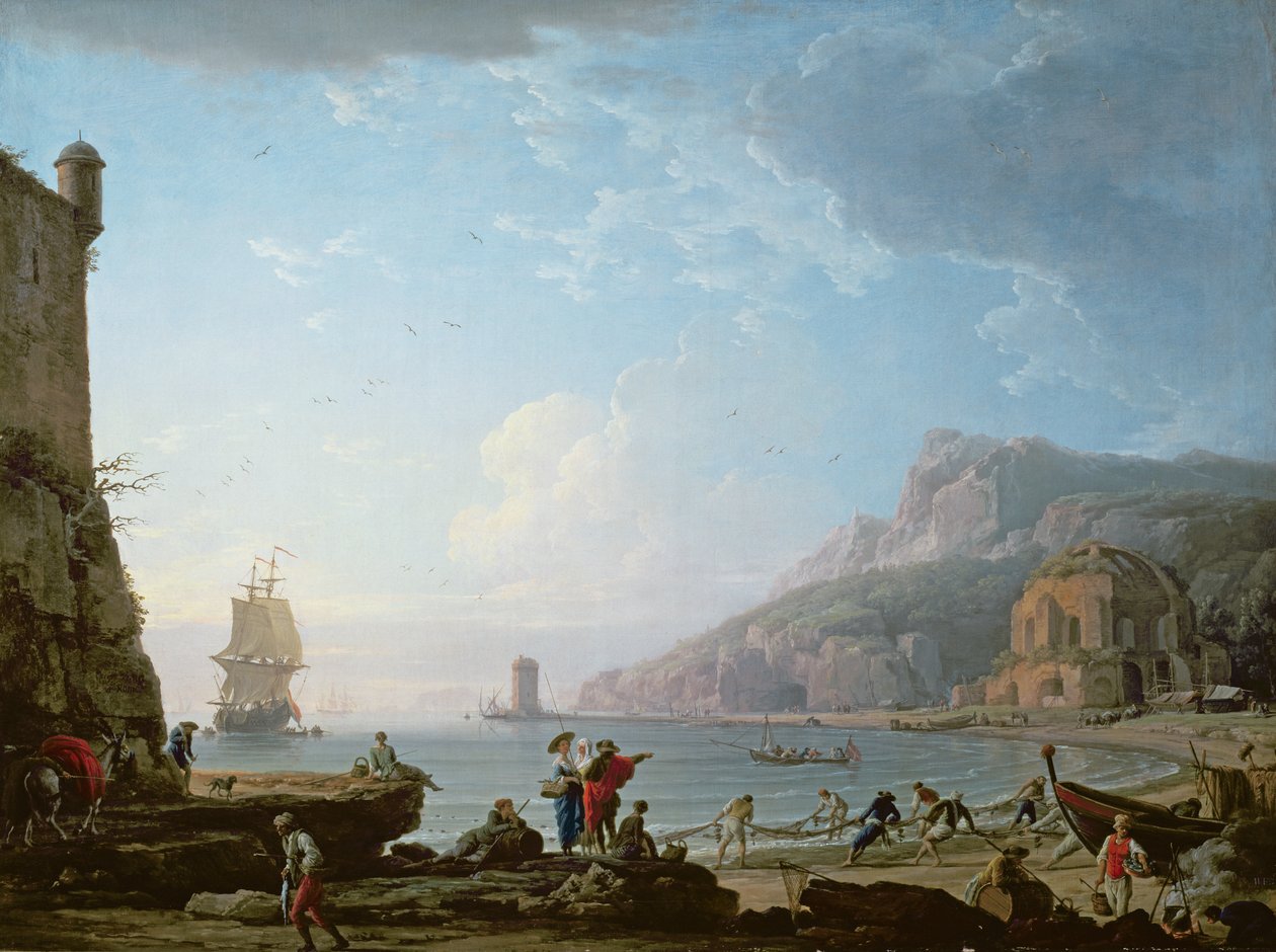 Escena matutina en una bahía, 1752 de Claude Joseph Vernet