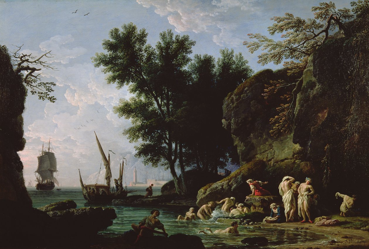 Ninfas bañándose en la mañana de Claude Joseph Vernet