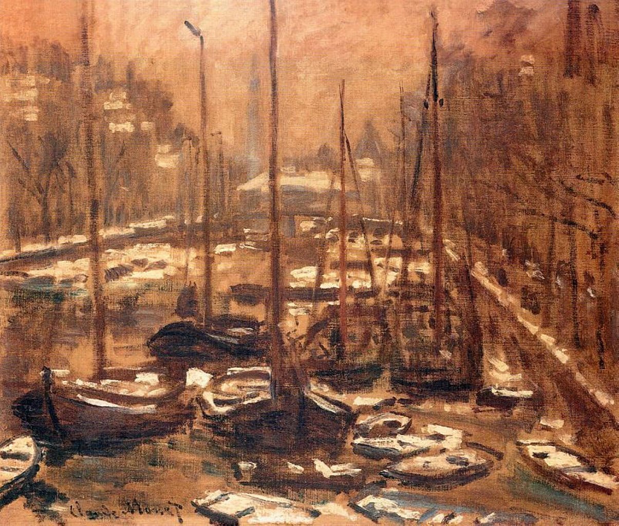 El Geldersekade de Ámsterdam en invierno de Claude Monet